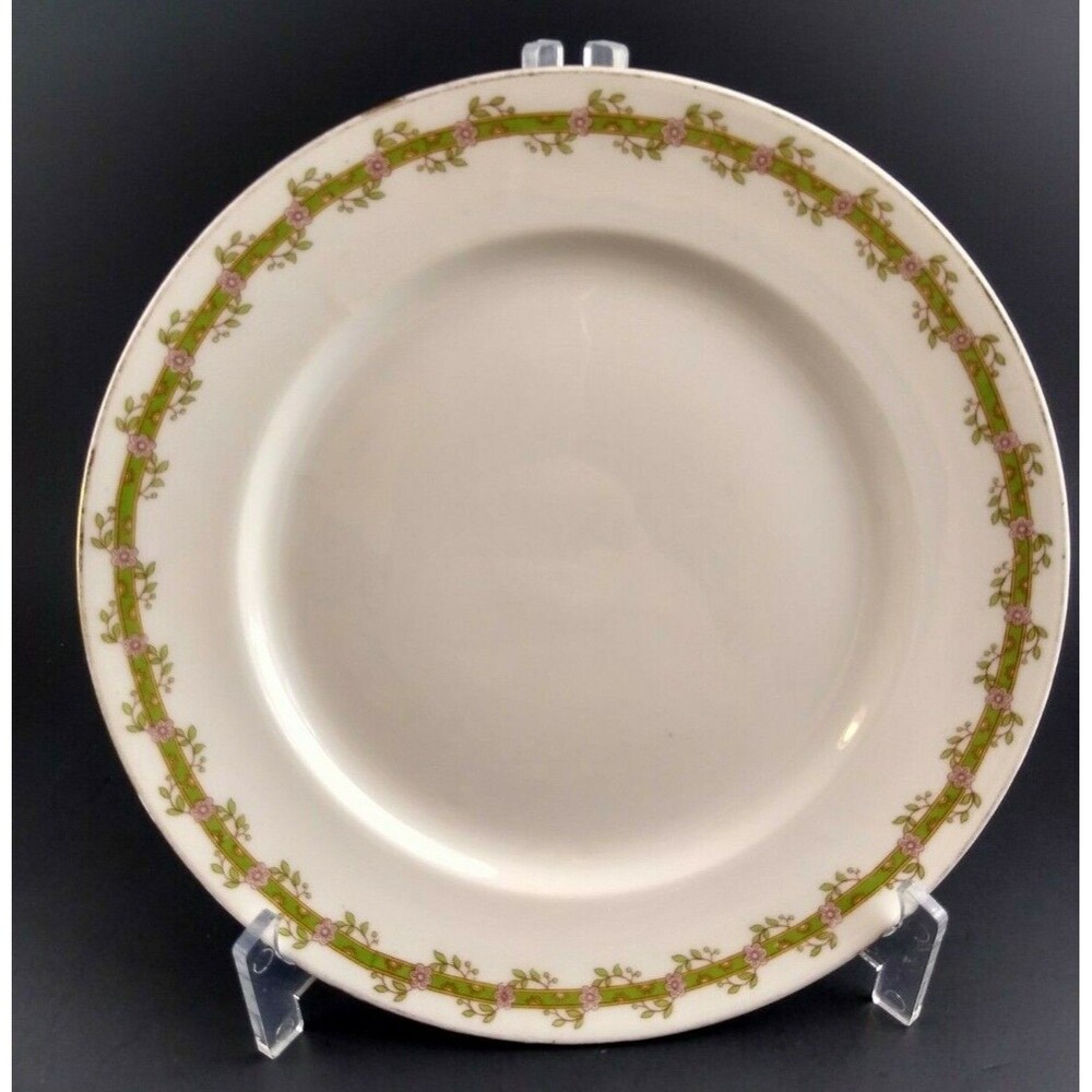 Vintage Limoges GDA France Pink and Green Floral Vine Dessert Salad Plate